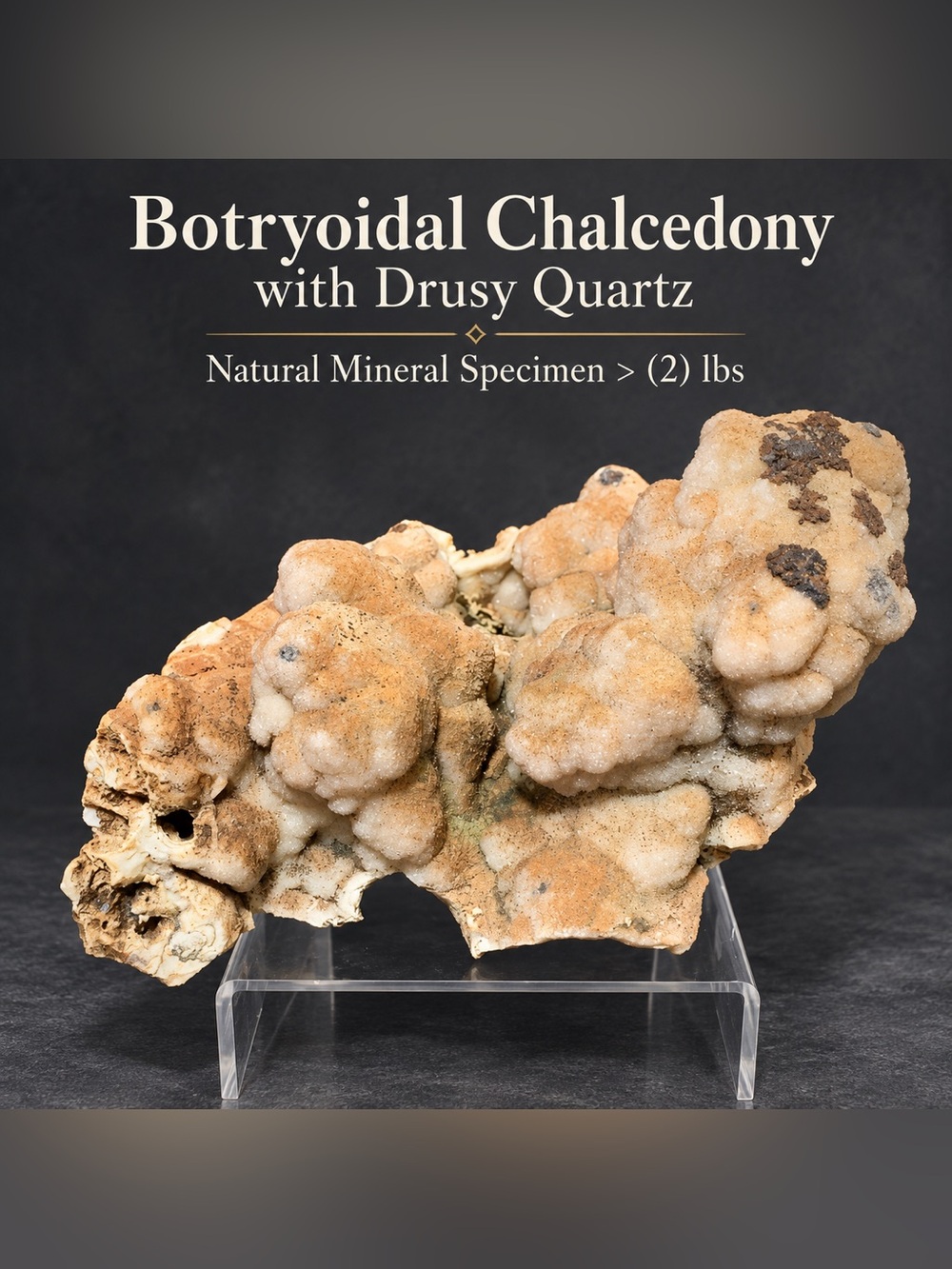 Botryoidal Chalcedony w/ Drusy Quartz – Natural Mineral Specimen >2 lbs